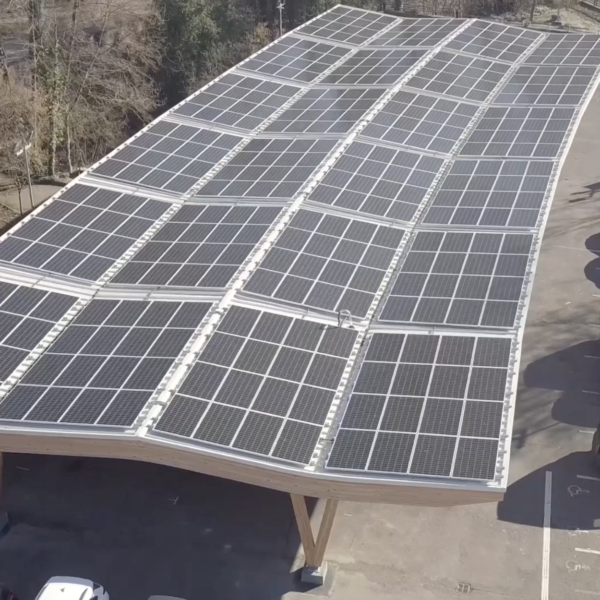 Vue du ciel ombrière de parking